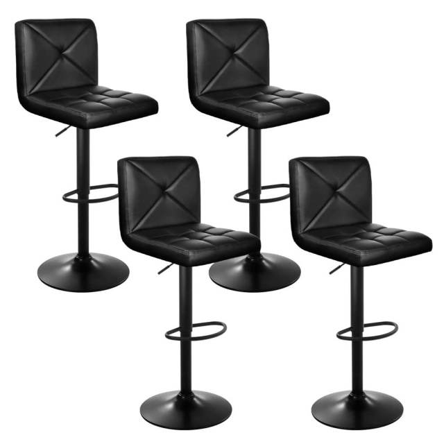 4x Bar Stools Gas Lift Leather Chair Black Stools & Bar stools in