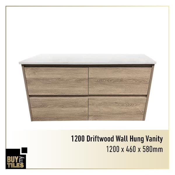 Driftwood 1200 Wall Hung Vanity with Stone Top Exdisplay JUST 999