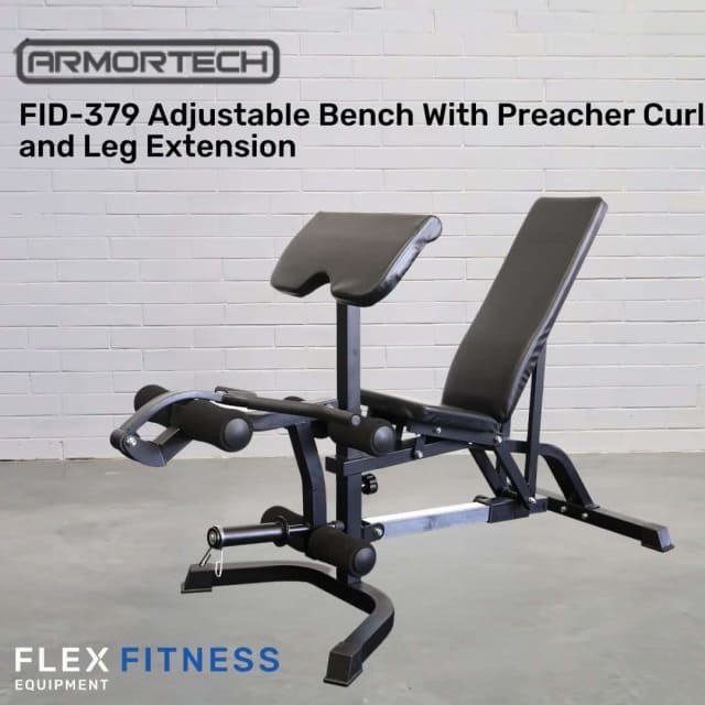 Armortech Adjustable Bench With Preacher Curl and Leg Curl Gym