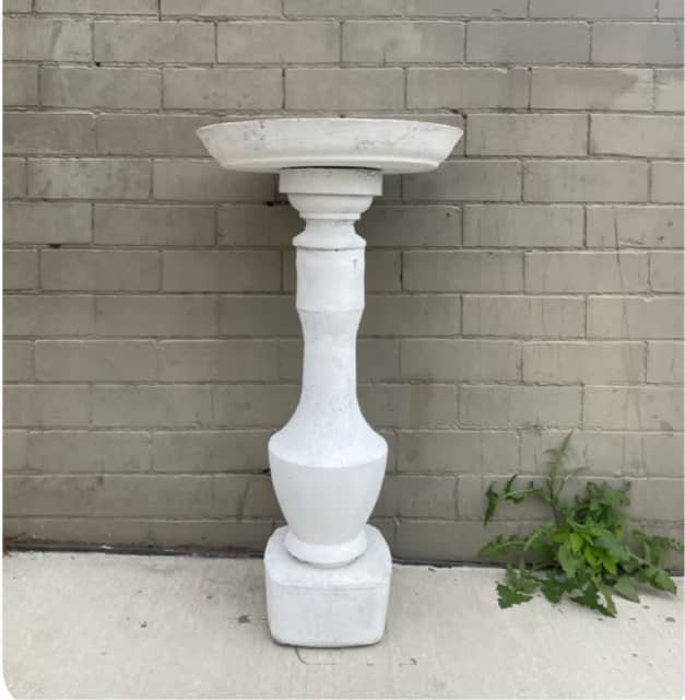 80cm White Concrete Bird Bath Feeder Plant Stand Pedestal 2 piece AE