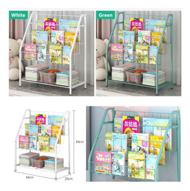 Wowmart Metal Kid Book Shelf Magazine Display Rack Bookcase Organizer