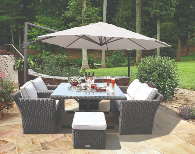 CARLTON 6 Seater Outdoor Wicker Stylish Square Table Dining Set
