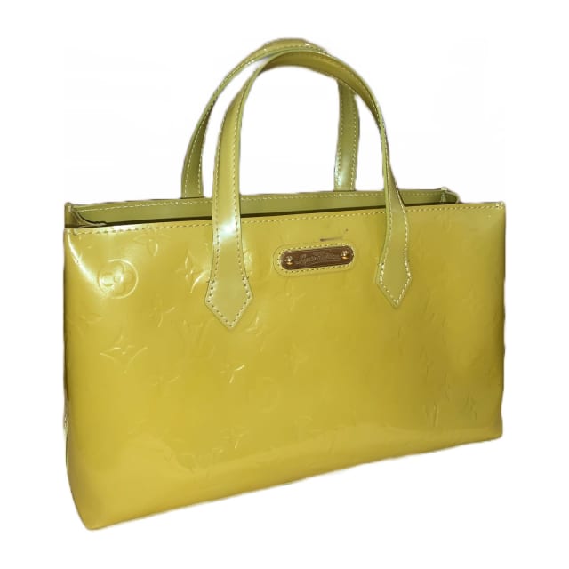 Louis Vuitton Handbag Wilshire PM Yellow Green Monogram Vernis