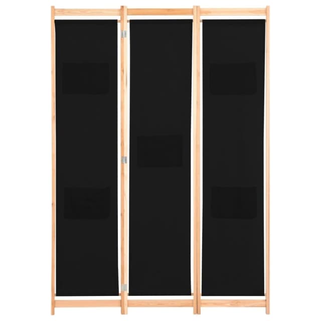 3Panel Room Divider Black 120x170x4 cm Fabric Other Furniture