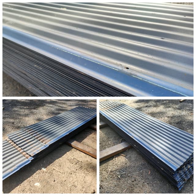 Lot of 238 lineal metres, used grey corrugated roof sheets Building