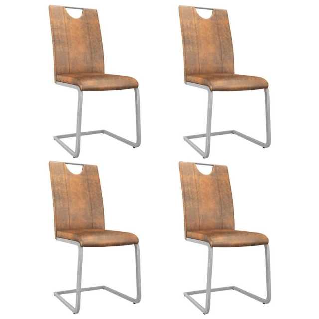 Dining Chairs 4 pcs Suede Brown Faux Leather... Dining Chairs in