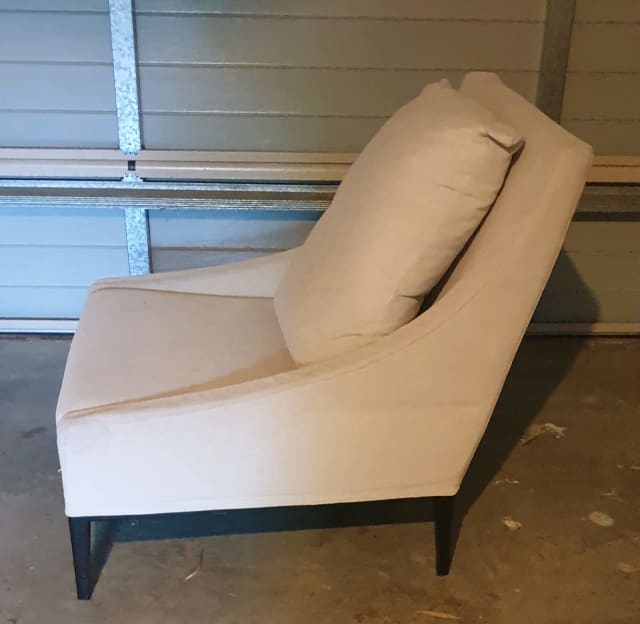 Hamptons style Globewest fabric latte imported occasional chair