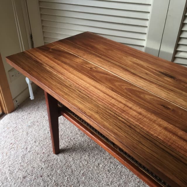 MCM Parker Danish style solid blackwood timber rattan coffee table