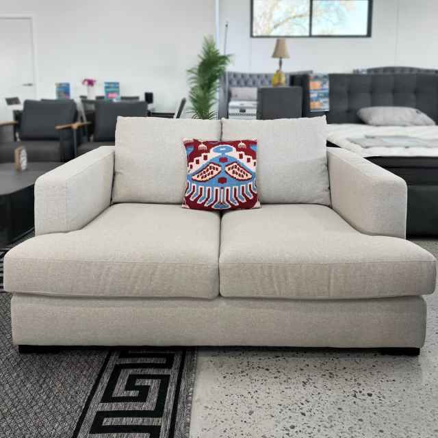 EX DISPLAY SALE! Comfy & Large Atalanta Beige Fabric 2 Seaters Sofa