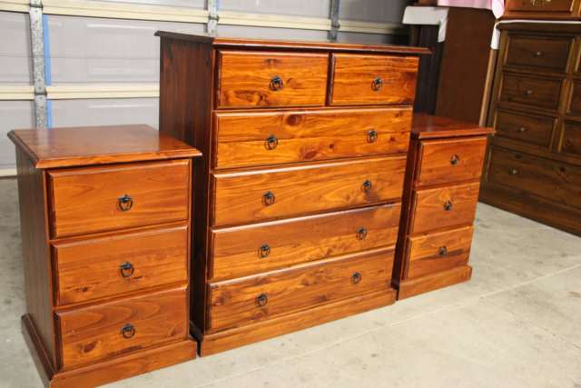 Solid 6 drawers tallboy&2 bedside tables metal runner can deliver ...