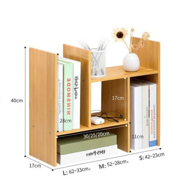 Wowmart Bamboo Desk Expandable Book Shelf File Storage Organizer Rack