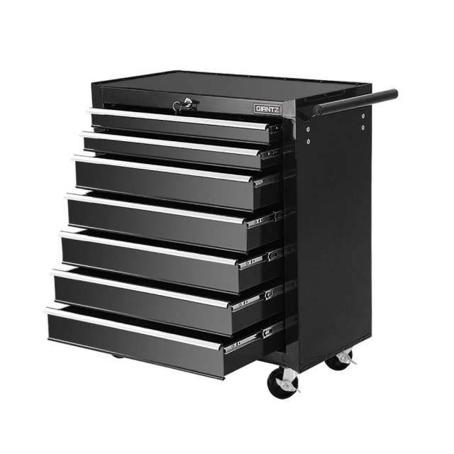 7 Drawer Tool Box Chest Trolley Storage Garage Toolbox Black