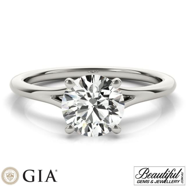 Stylish 1 Carats Diamond Engagement Ring in 18K White Gold with GIA G