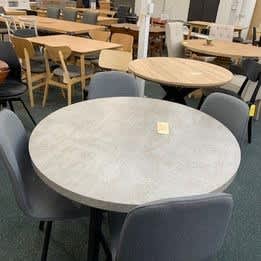 New five piece dining setting round concrete look table set - Dining ...