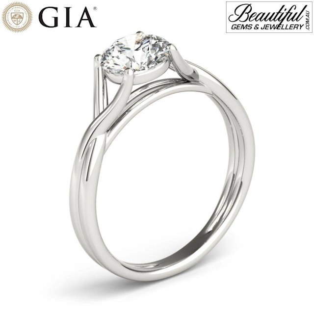1 Carat Round Cable Crossover Band Diamond Engagement Ring Women's