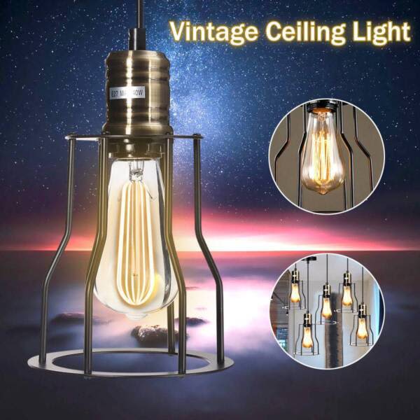 Vintage Industrial Metal Cage Ceiling Pendant Light Chandelier