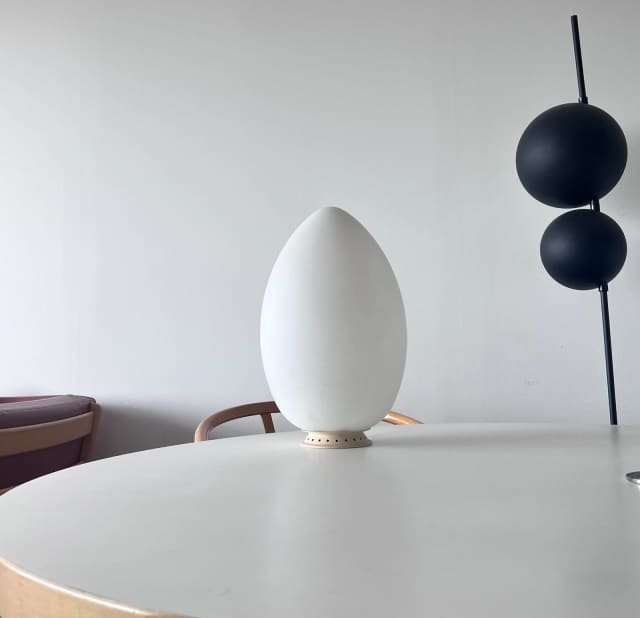 Arte Fontana Uovo Medium Egg Table Lamp Italy 1972 Blown Glass Light