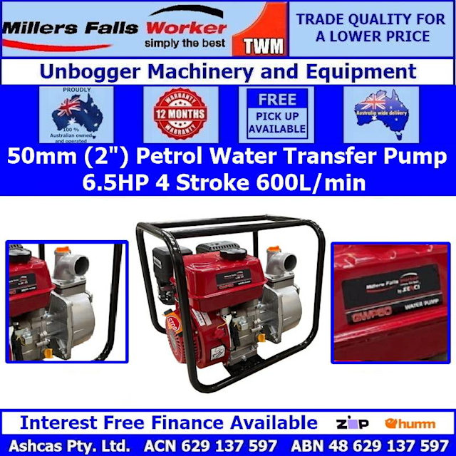 Millers Falls TWM 6.5HP 50mm 4 Stroke Petrol Water Transfer Pump