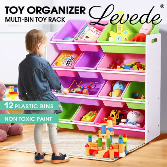 Levede 12Bins Kids Toy Box Bookshelf Organiser Display Shelf Storage