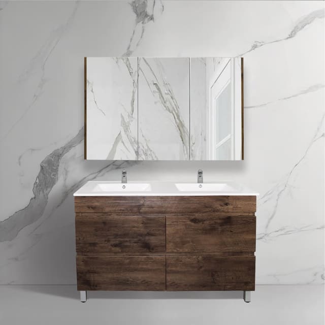 1200x460x850mm Freestanding vanity with legs Dark oak Building