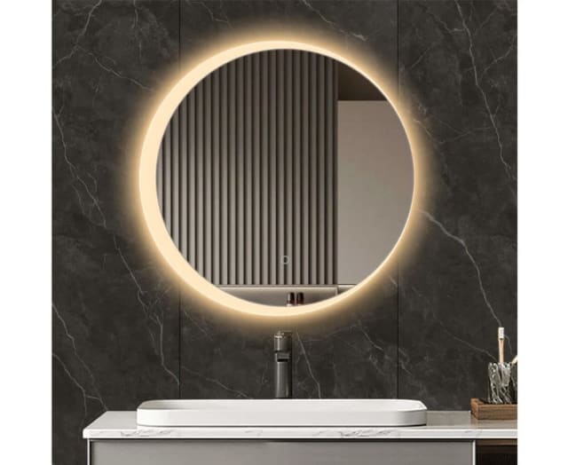 60/80cm Crescent Frame Bathroom LED Light Round Mirror Mirrors