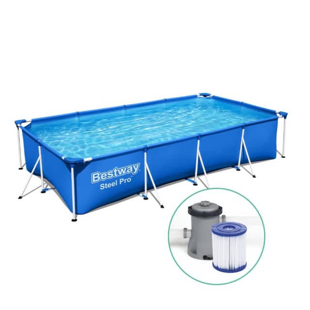 Bestway Swimming Pool 4M Above Ground Pools Pumps Steel Frame Filter