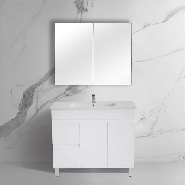 900x460x850mm Freestanding Bathroom Vanity With Legs Gloss White