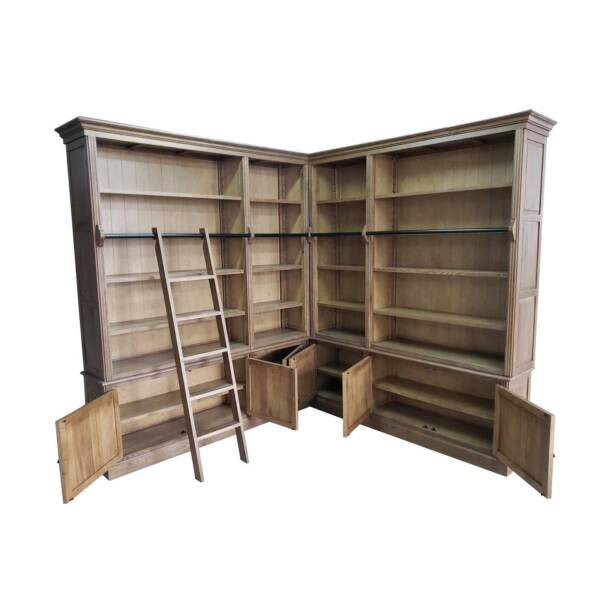 Hamptons Halifax Corner Display Buffet and Hutch Bookcase in Natural