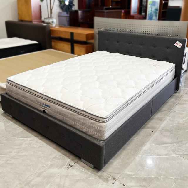 UNDER 400! Modern Dark Grey Fabric Queen Gas Lift Bed Frame Beds in Belmont WA Gumtree