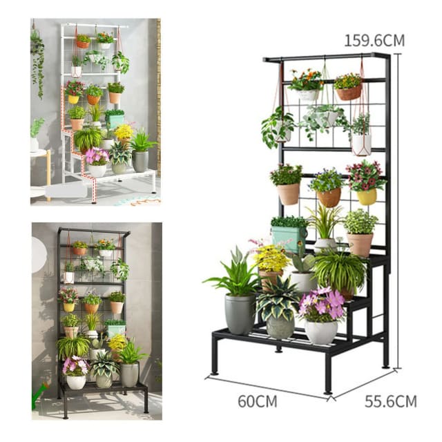 Wowmart Metal Hanging Plant Stand Flower Pot Planter Shelving Rack