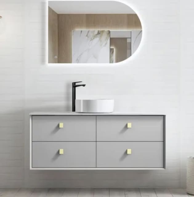 BOSTON MATTE LIGHT GREY VANITY 1200X460X550 Building Materials in