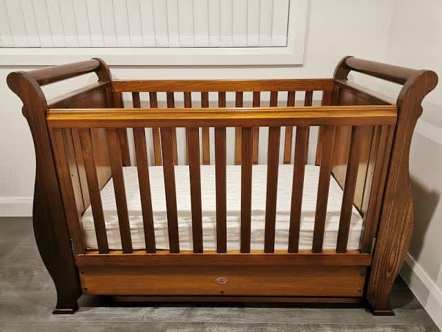 Boori Country Sleigh cot 3 in 1, change table and mattress | Cots ...