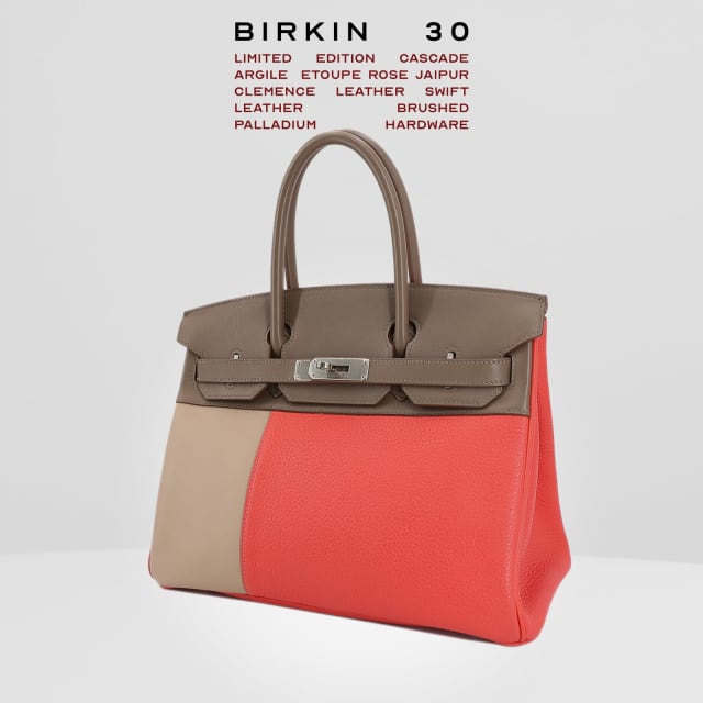 Hermes Limited Edition Birkin Cascade 30 Argile Etoupe Rose Jaipur