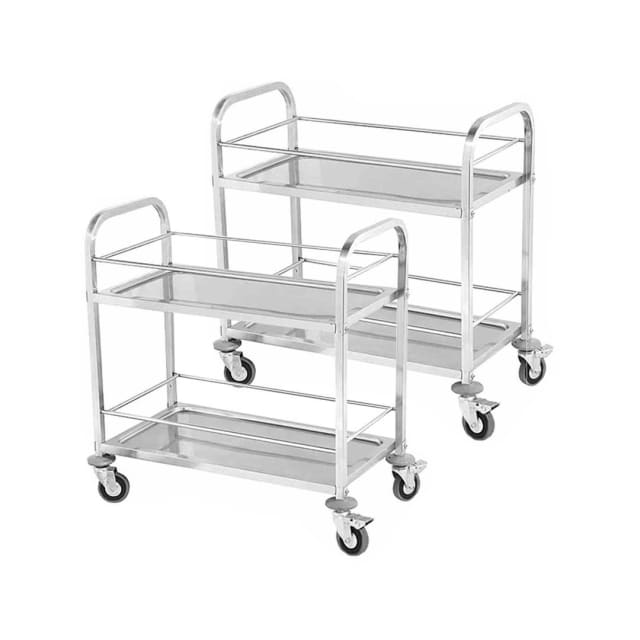 2X 2 Tier 85x45x90cm Stainless Steel Drink Wine Food Utility Cart