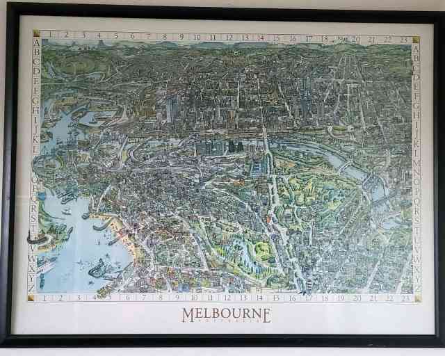 Vintage 1991 The Melbourne Map Framed Other Antiques, Art