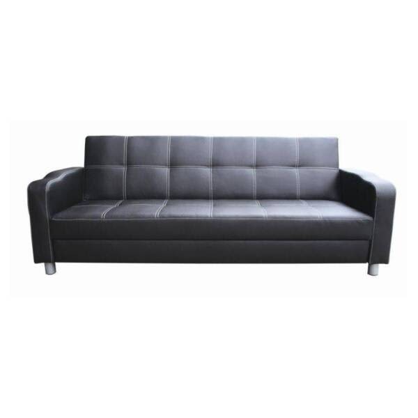 Classic 3 Seat PU Leather Sofa Bed Couch in Black new Sofas Gumtree