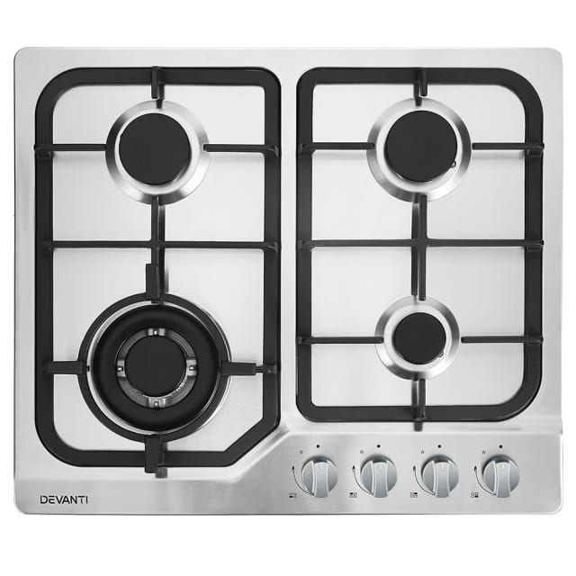 Devanti Gas Cooktop 60cm Gas Stove Cooker 4 Burner Cook Top Konbs