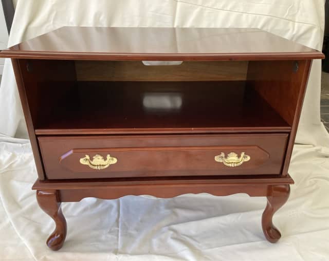 Mahogany timber small tv unit with storage drawer Entertainment & TV