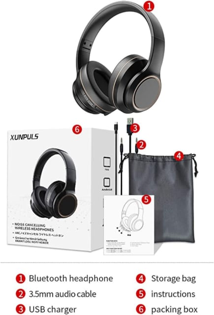 Xunpuls Bluetooth Wireless Headphones Active Noise Cancelling