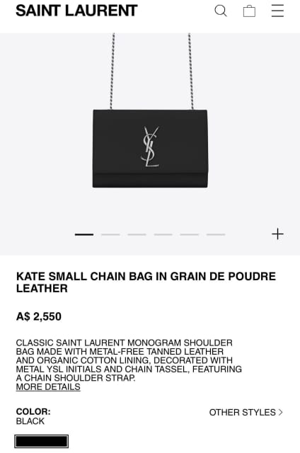 Kate Small YSL Grain de Poudre Chain Shoulder Bag