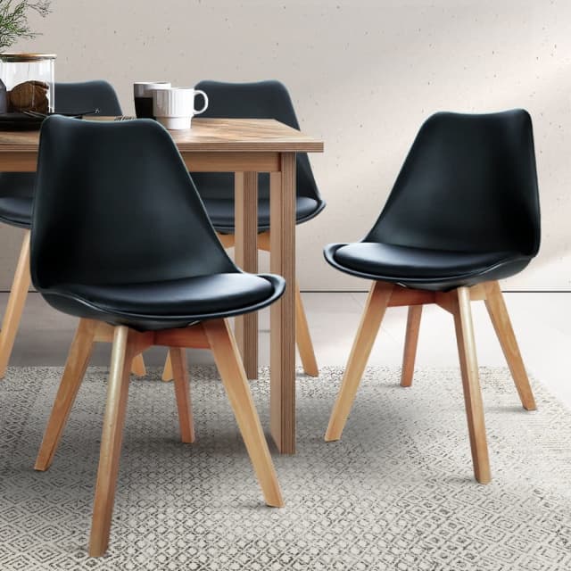 Artiss Set of 4 Padded Dining Chair Black Dining Chairs Gumtree