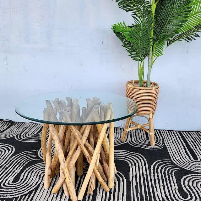 Twig Round Coffee Table with Glass Top (Brand New) Coffee Tables