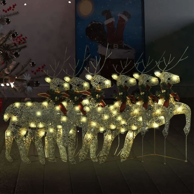 Christmas Reindeers 6 pcs Gold 120 LEDs... Decorative Accessories