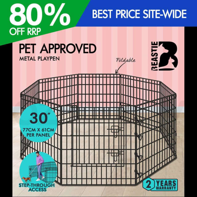 rabbit cat Dog Playpen Pet Metal Fence 8 Panels Enclosure Puppy Exerci