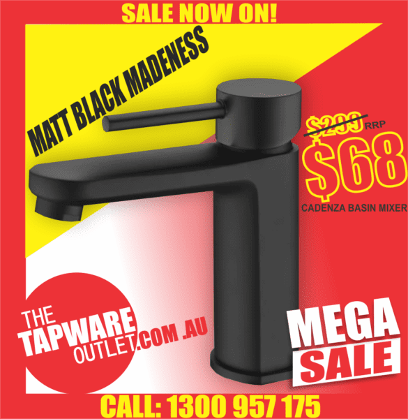 BASIN MIXER MATT BLACK SINK TAP VANITY MIXERS FLICK MIXER TAPWARE