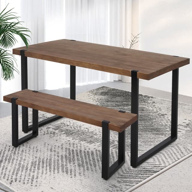 Levede Dining Table Bench Set 2xDining Chairs Industrial Cafe Re