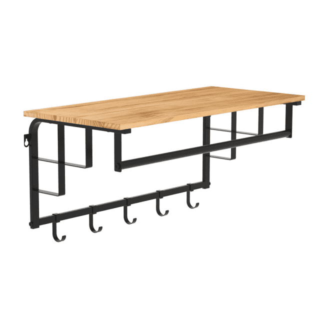 Floating Wall Shelves Brackets Towel Rail Coat Rack DIY Wall Mount