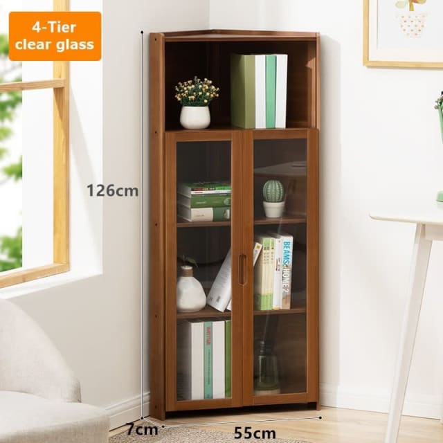 Wowmart Bamboo Utility Shelf Corner Bookcase Pantry Cupboard