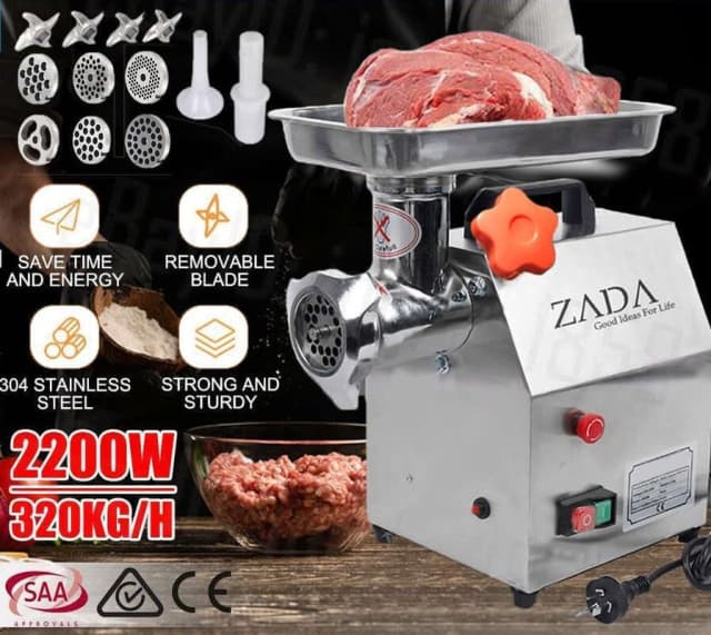 1.63HP Commercial Meat Mincer Electric Grinder & Sausage Maker Filler