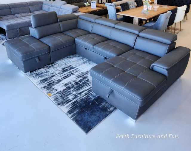 Modular Lounge U Shape 6 Seater Sofa cum Bed Storage Ottoman & Chaise